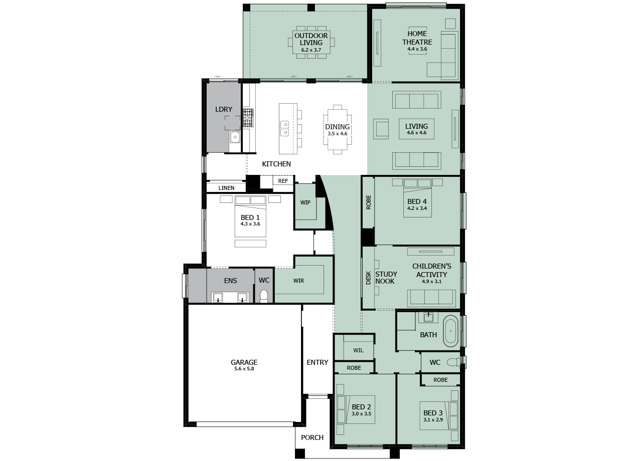 Atrium Single Storey House Design With 4 Bedrooms MOJO Homes