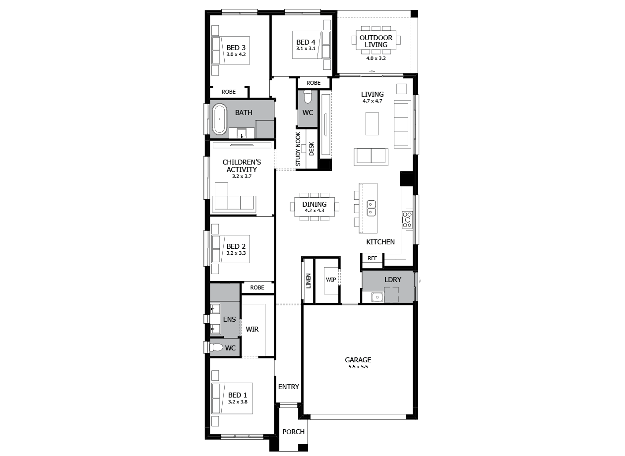 Rhapsody 24-Single Storey house design-4 Bedroom-RHS