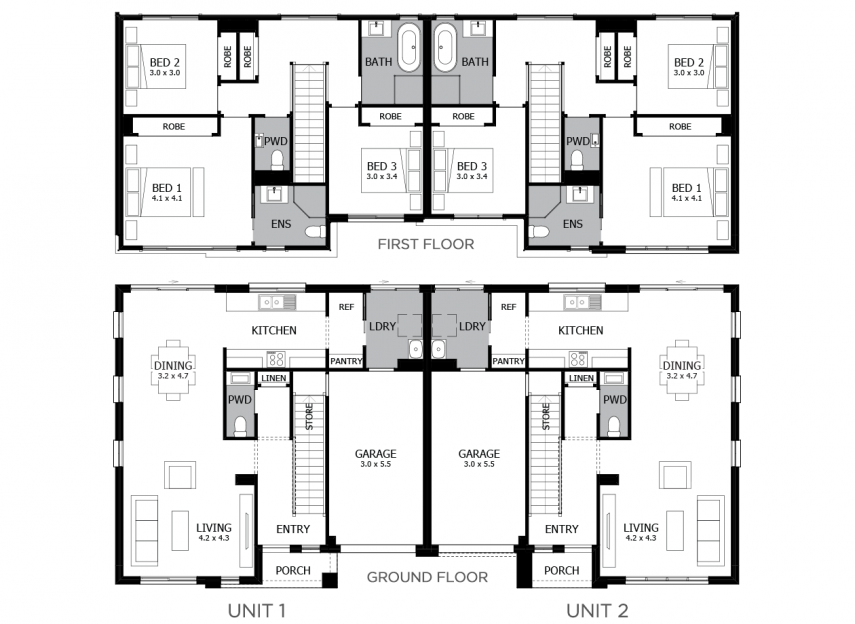 5 bedroom duplex house plan drawing
