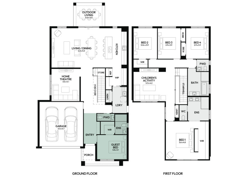 Freshwater-35-double-storey-home-design-floorplan-option-2-LHS