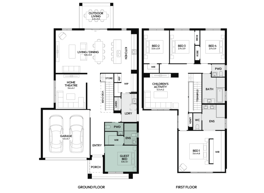 Freshwater-35-double-storey-home-design-floorplan-option-9-LHS