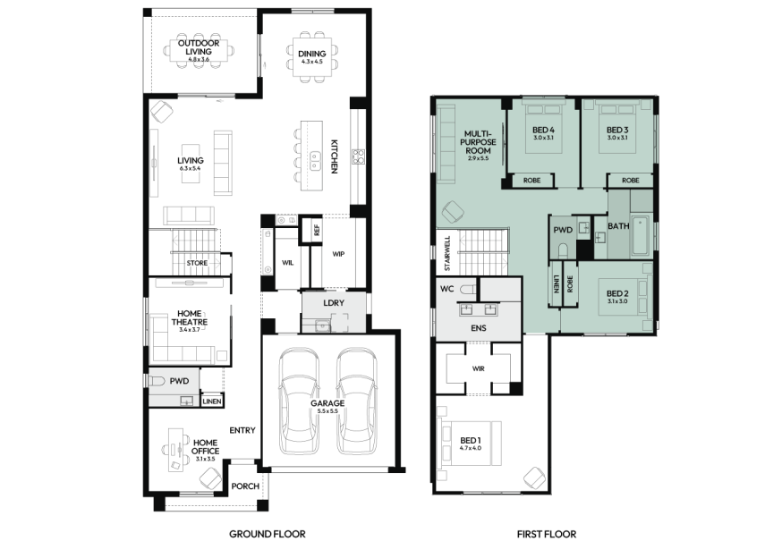 Brighton-35-double-storey-home-design-floorplan-option-11-LHS