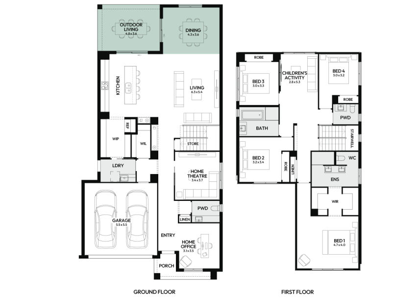 Brighton-35-double-storey-home-design-floorplan-option-13-LHS