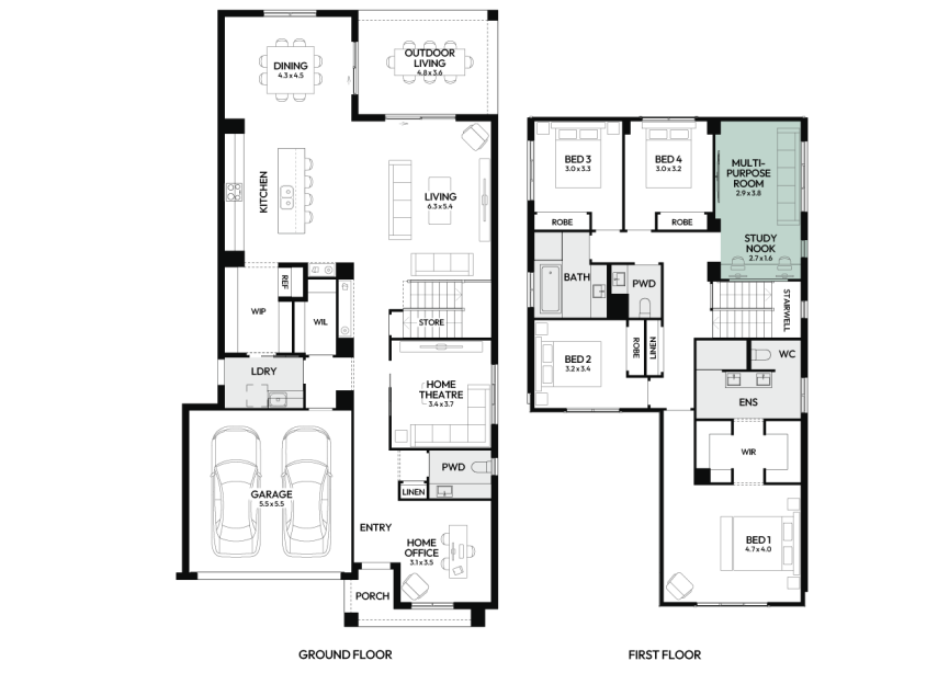 Brighton-35-double-storey-home-design-floorplan-option-15-LHS