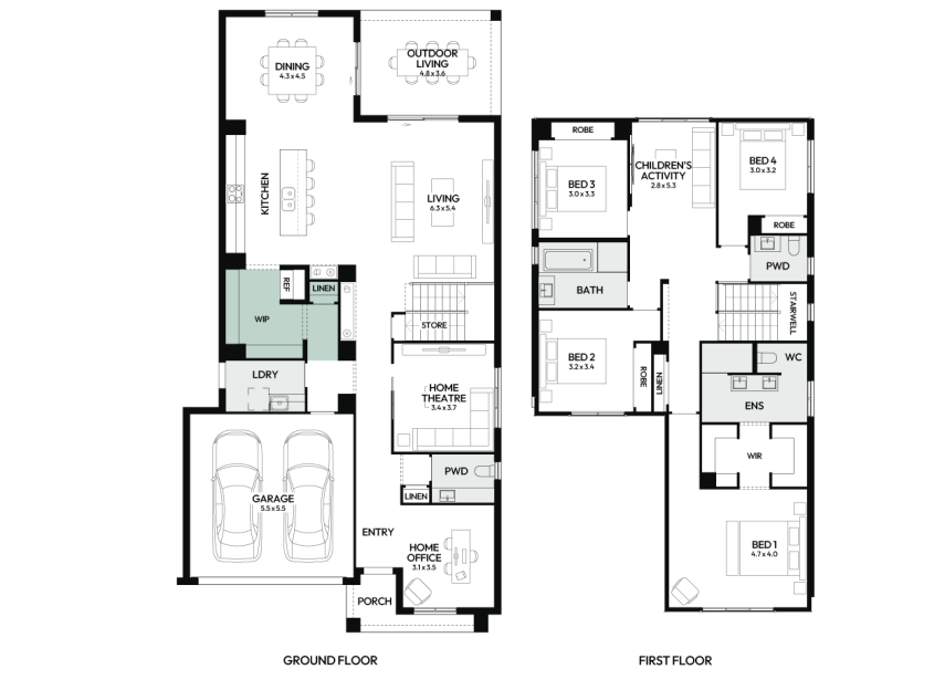 Brighton-35-double-storey-home-design-floorplan-option-2-LHS