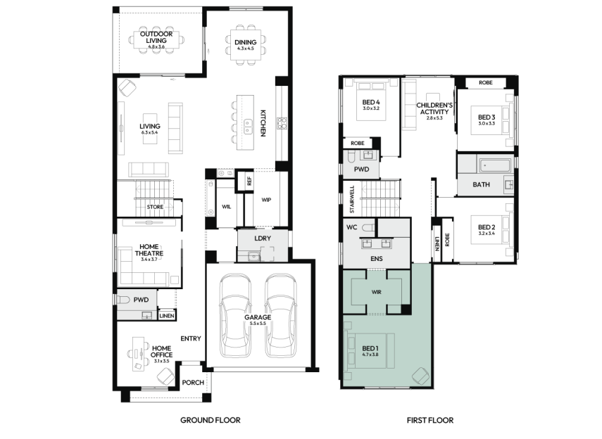 Brighton-35-double-storey-home-design-floorplan-option-3-RHS