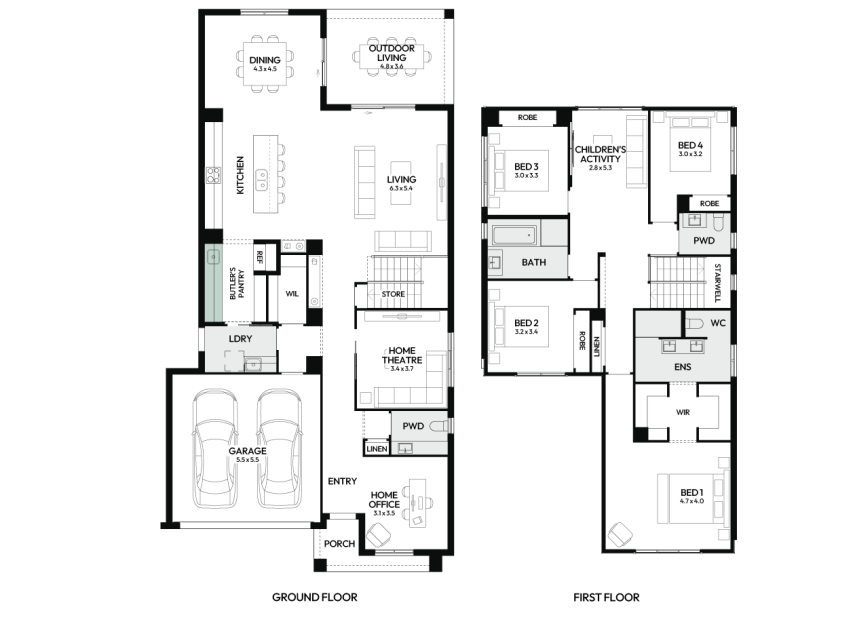 Brighton-35-double-storey-home-design-floorplan-option-5-LHS