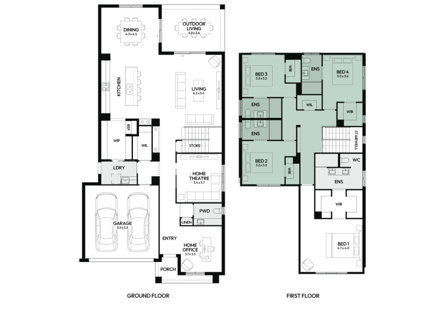 Brighton-35-double-storey-home-design-floorplan-option-6-LHS