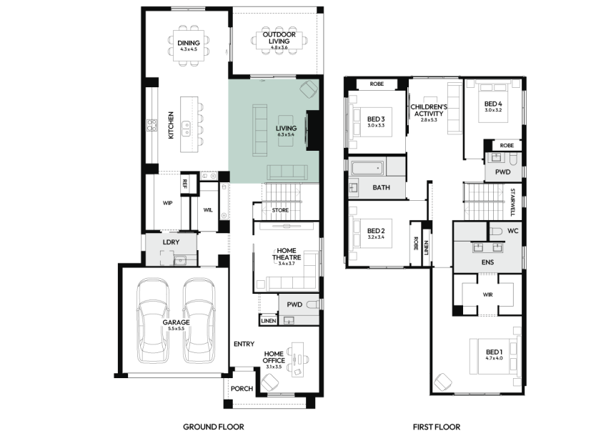 Brighton-35-double-storey-home-design-floorplan-option-7-LHS