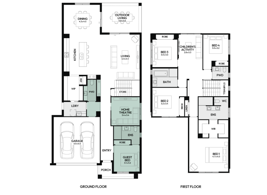 Brighton-35-double-storey-home-design-floorplan-option-8-LHS