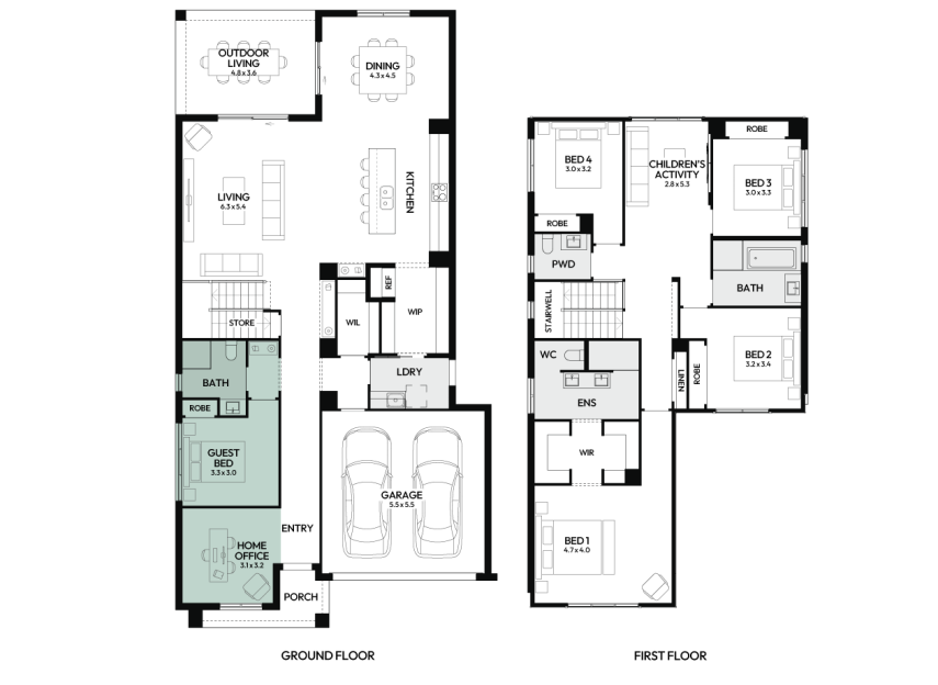 Brighton-35-double-storey-home-design-floorplan-option-9-RHS