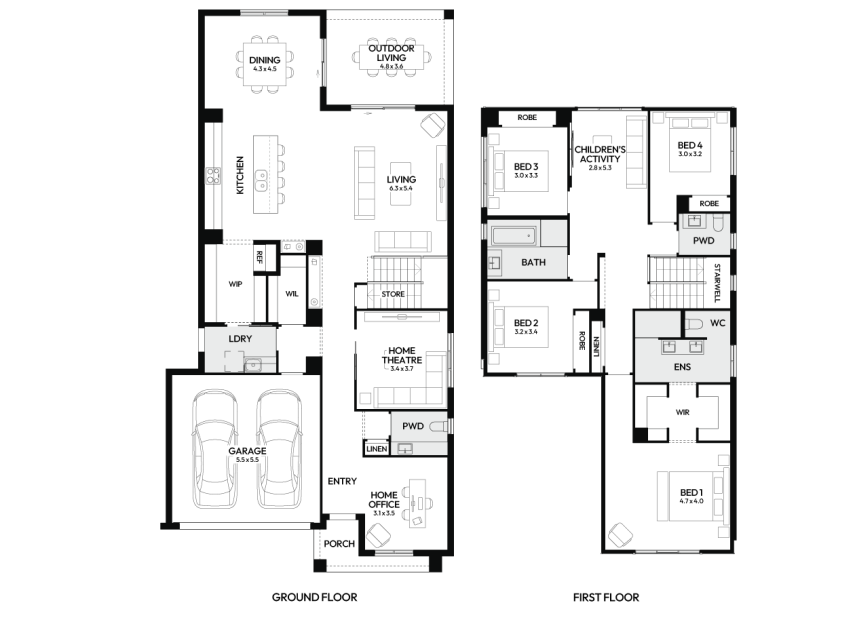 Brighton-35-double-storey-home-design-floorplan-standard-LHS